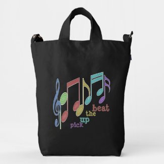 Musical Notes Linear Multicolor PICK UP THE BEAT Duck Canvas Bag