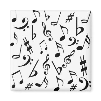 Musical Notes Magnet - Black & White magnet