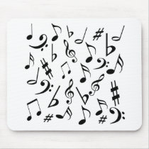 Musical Notes Mousepad - Black and White
