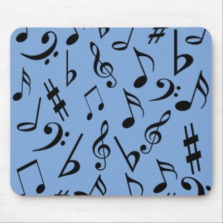 Musical Notes Mousepad - Sky Blue and Black mousepad