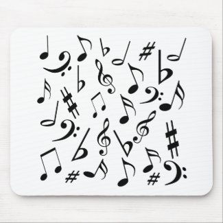 Musical Notes Mousepad - White & Black mousepad