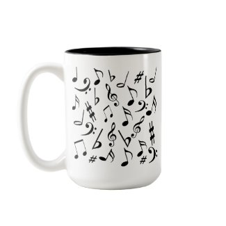 Musical Notes Mug - White & Black mug