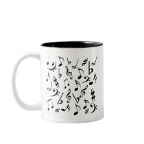 Musical Notes Mug - White & Black