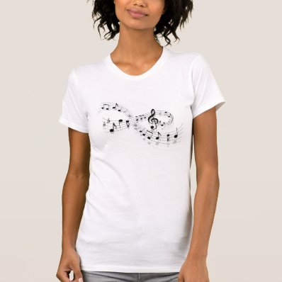 Musical Notes On A Staff Line Womens T-Shirt