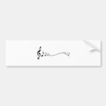 Musical notes on a wave shaped stave bumper sticker