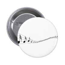 Musical notes on a wave shaped stave pinback button