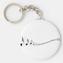 Musical notes on a wave shaped stave key chain