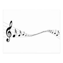 Musical notes on a wave shaped stave post card