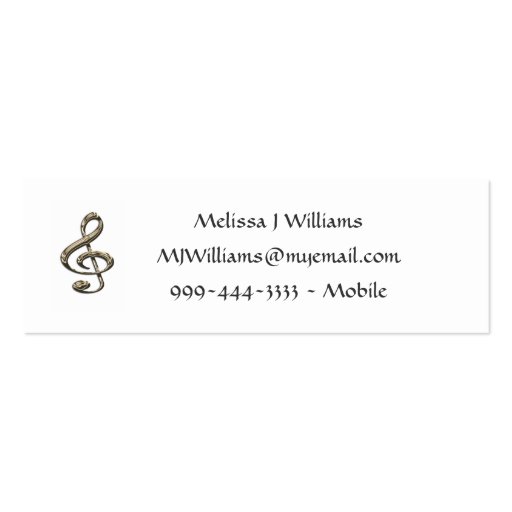 Musical Notes Profile Card Business Card (back side)
