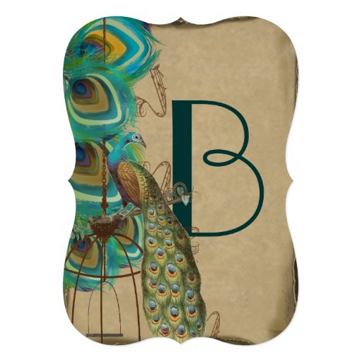 Musical Peacock Bird Cage Feather Wedidng Invites