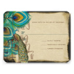Musical Peacock Bird Cage Feather Wedidng RSVP Custom Invitations