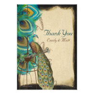 Musical Peacock Birdcage Feather Wedding Thank you Invites