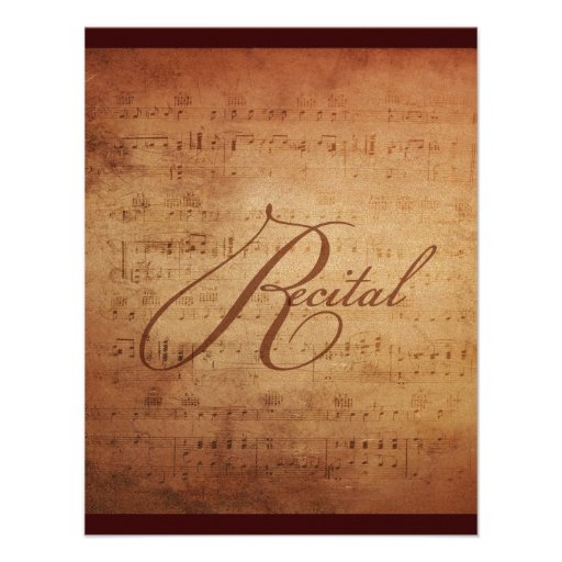Musical Recital Antique Sheet Music Custom Personalized Invite