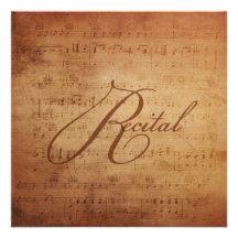 Musical Recital Antique Sheet Music Personalized Announcements