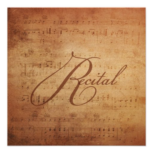 Musical Recital Antique Sheet Music Personalized Announcements