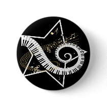 Musical Star golden notes Pinback Buttons