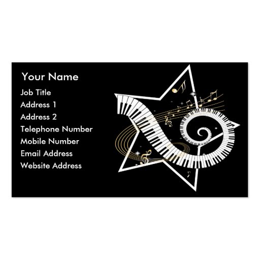 Musical Star golden notes Music Business cards (front side)