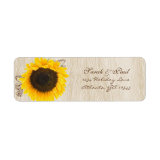 Musical Sunflower Wood Grain Return Address Labels label