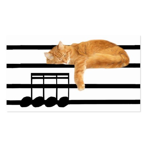 Musical tabby kitty cat business card templates (front side)