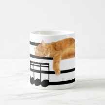 Musical tabby kitty cat coffee mugs