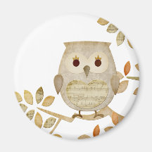 Musical Tree Owl Fridge Magnet