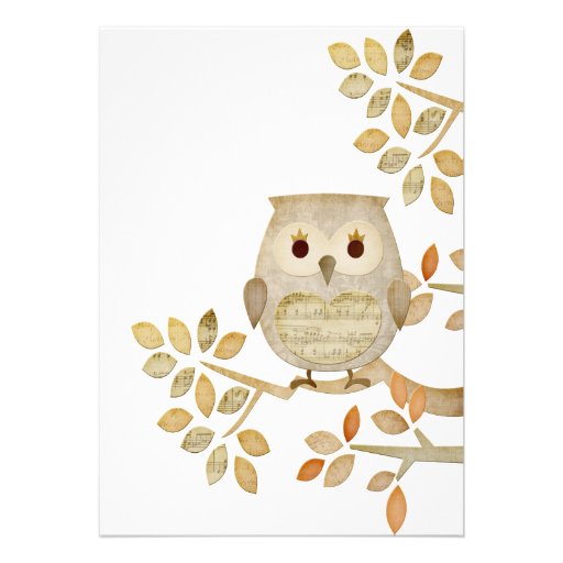 Musical Tree Owl Invitation