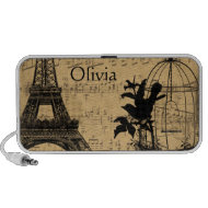 Musical Vintage Bird Cage Eiffel Tower doodle