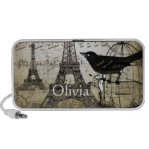 Musical Vintage Black Bird  Eiffel Tower Ipod Speaker