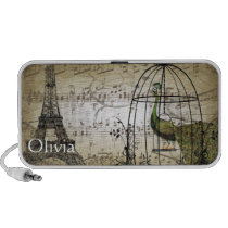 Musical Vintage Peacock  Art Nouveau Eiffel Tower Iphone Speakers