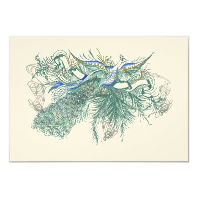 Musical Vintage Peacock Bird Wedding Response Card Custom Announcement