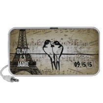 Musical Vintage Swallow Bird Cage Eiffel Tower Travelling Speakers