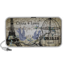 Musical Vintage Vinatge Bird Cage Eiffel Tower Speakers