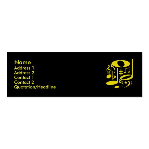 Musical Yellow Profile Card Business Card Templates (front side)