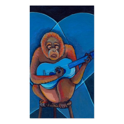 Musician art fun blues guitarist orangutan monkey business card templates (front side)