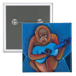 Musician art fun blues guitarist orangutan monkey button
