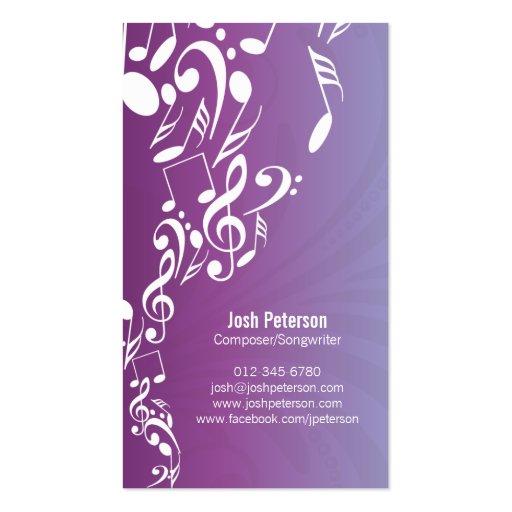 Musician Business Card Music Notes Upflow (front side)