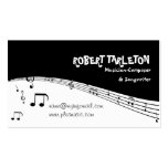 Musician music pentagram black, white business cards