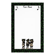 Musician Vintage Black Cats Music Notes Custom Stationery