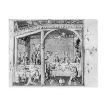 Musicians entertaining at a banquet postcard
