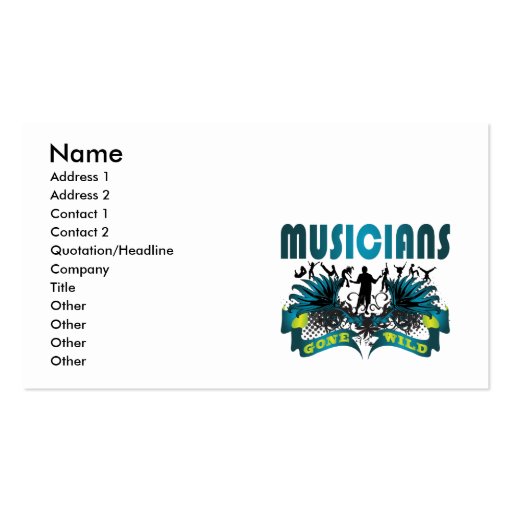 Musicians Gone Wild Business Card Template (front side)