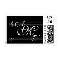 Musicians in love monogram logo postage by perfectpostage Musicians in love monogram logo postage