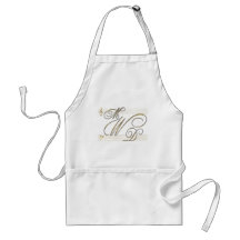 Musicians in love wedding monogram logo aprons