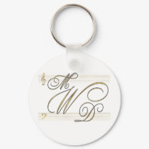 Musicians in love wedding monogram logo keychains