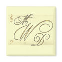 Musicians in love wedding monogram logo magnet