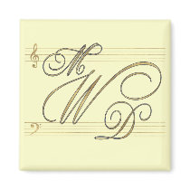 Musicians in love wedding monogram logo magnets by perfectpostage Musicians in love wedding monogram logo magnets