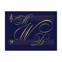 Musicians in love wedding monogram logo postcards by perfectpostage Musicians in love wedding monogram logo postcards