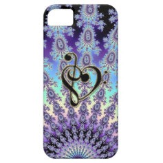 Musicians Rainbow Fractal Love Music Clef Heart iPhone 5 Cover