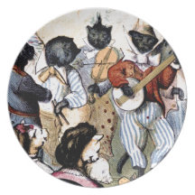 Músicos del gato plato de cena