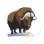 Musk Ox Round Stickers