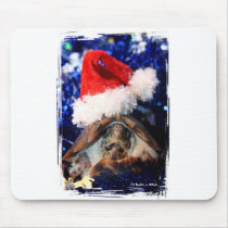 Musk Turtle Wearing Santa Hat Mouth Open Mouse Pad